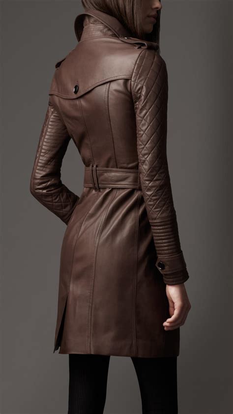 burberry long leather quilted sleeve trench coat|Burberry oversized wool trench coat.